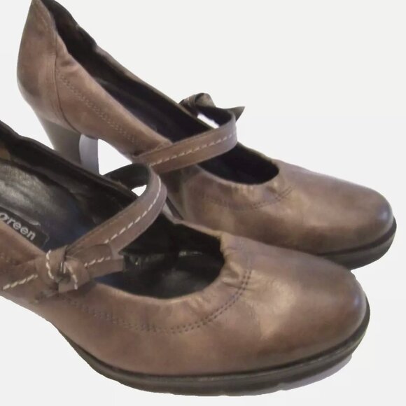 GRAY Austria 5 US7.5 EU 38 PAUL GREEN DAHLIA STACKED HEEL MARY JANE pump +BOX - Picture 9 of 9